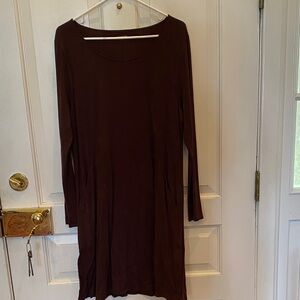 Elegant Eggplant Long Sleeve Dress